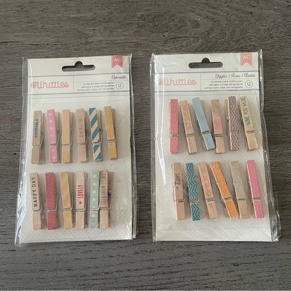 Decorative Mini Clothespins - Assorted Pink, Blue, Yellow, Orange, Teal